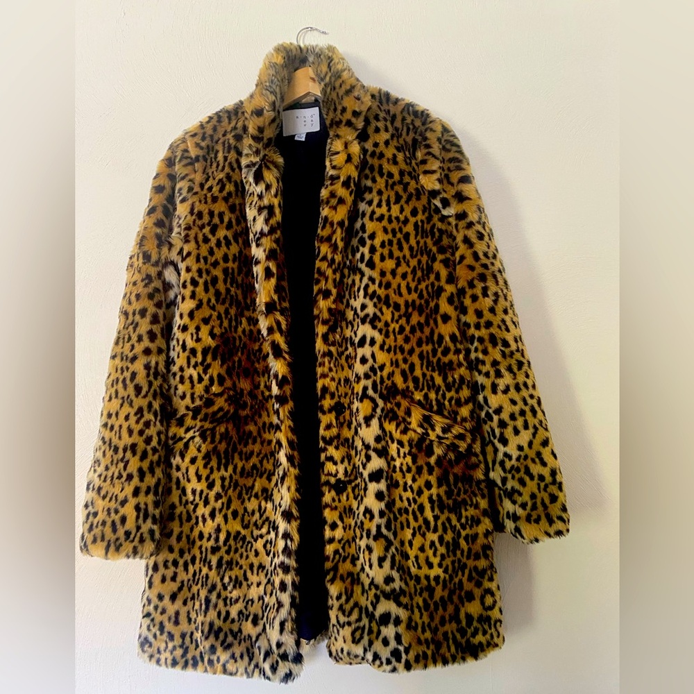 A.N.D Leopard Faux Fur Coat Size S